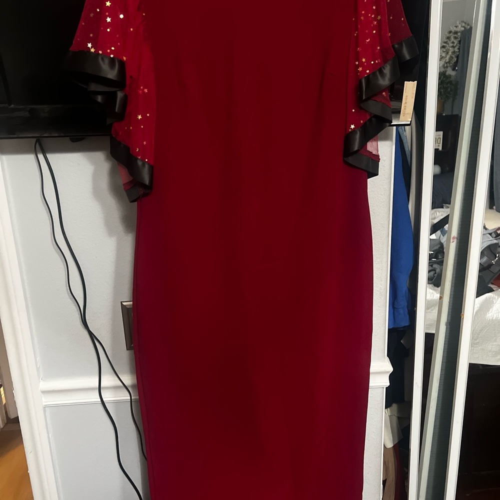Elegant Red Dress with Star Accents